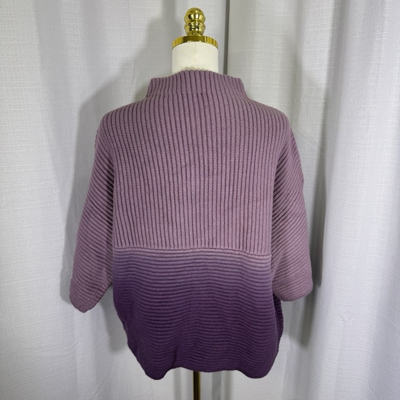 Chicos Sweater Women's Size 2 Large Mauve Purple Ombré 3/4 Sleeve Mock Neck - Picture 4 of 12
